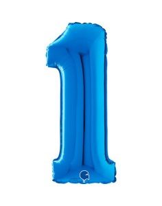 Palloncino foil colore blue numero 1 102cm