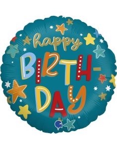 Palloncino Happy Birthday stars