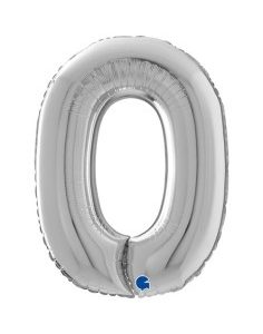 Palloncino foil colore argento numero 0 102cm