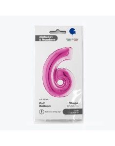 Palloncino foil colore fuxia numero 6 35cm