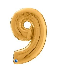 Palloncino foil colore oro numero 9 102cm