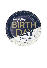 Piatto dessert Happy Birthday Navy confezione da 8pz