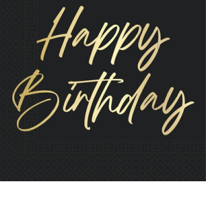 Tovagliolo Happy Birthday Black&Gold confezione da 20pz