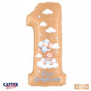 Palloncino Buon 1 Compleanno satin nude