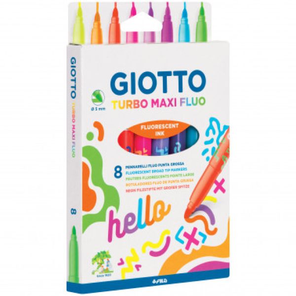 Pennarelli Turbo Maxi Fluo Giotto confezione da 8 colori
